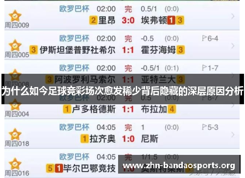 为什么如今足球竞彩场次愈发稀少背后隐藏的深层原因分析